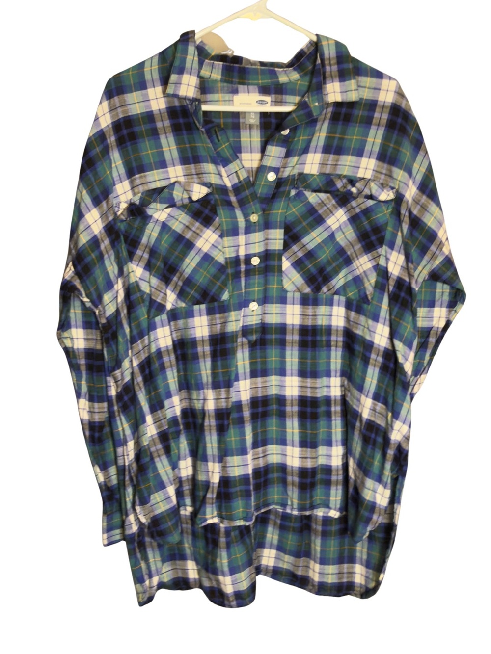 Old Navy Blue Green Plaid Button-Down Shirt